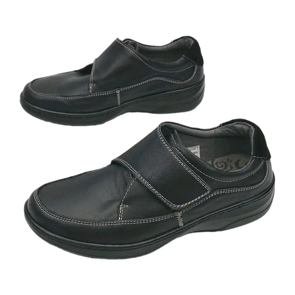 Propet Shoe Black Leather Gilda Slip On Women Sz 10 Adjustable Comfort WCA103L